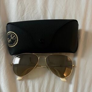 Ray-Ban Gold Aviator Sunglasses with Black Case